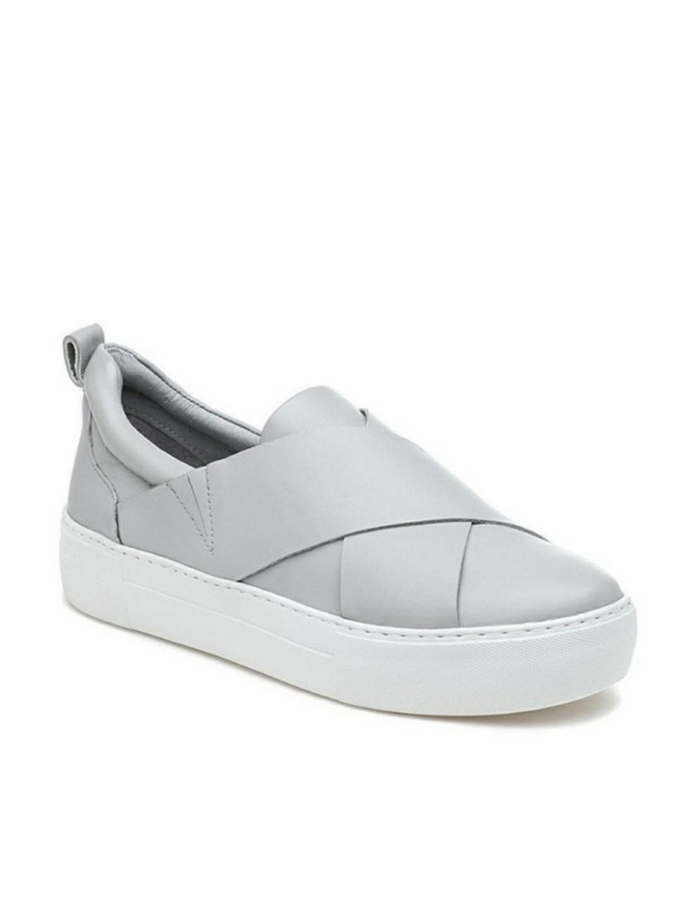 J Slides Women's Grey Alec Leather Slip On Sneakers Platform Shoes Size 7.5